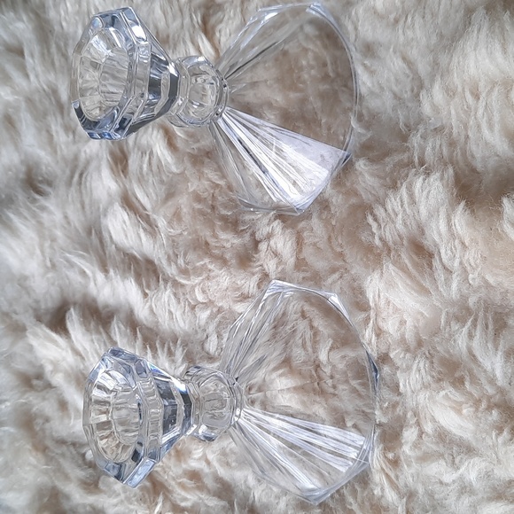 Vintage Clear Glass Shannon Ireland Candlestick Holders - pair - Picture 2 of 5